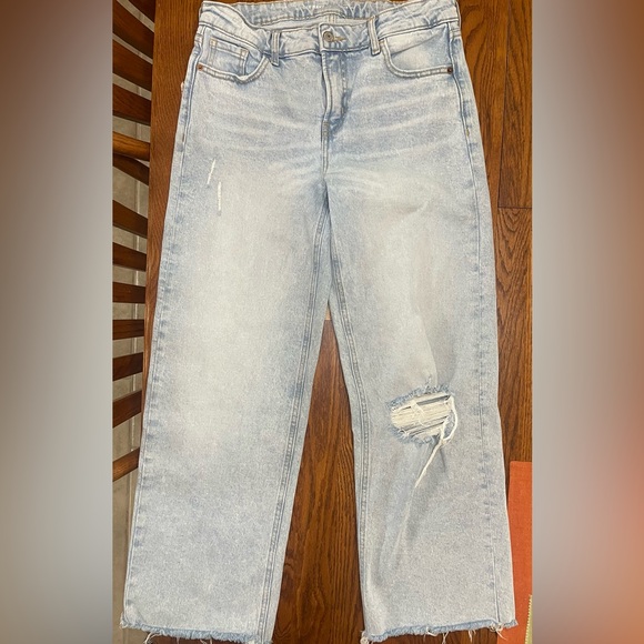 Old Navy Denim - Old Navy Mid-Rise Ripped Wide Leg Jeans-Tilly